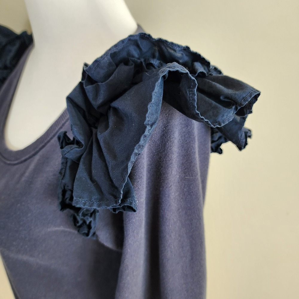 NATION LTD Esther Sweatshirt Ruffle Shoulder Womens XS‎ Navy Feminine French Top - Picture 3 of 14
